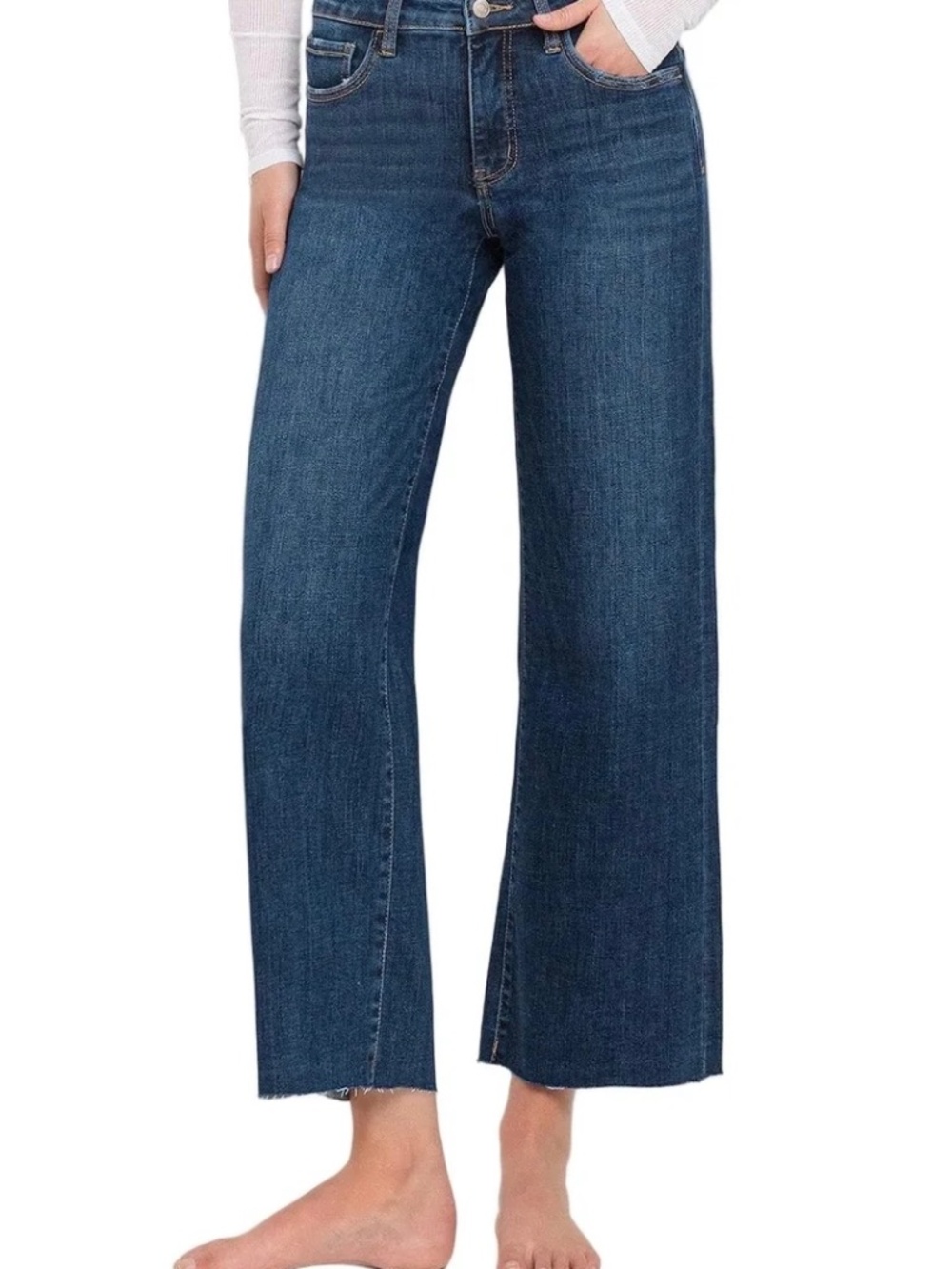 Lovervet by Vervet - Tummy Control Mid Rise Dark Wash Wide Leg Jeans - 18W